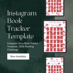 Rastreador de lectura 2026 / Plantilla para historias de Instagram / Lazos y cerezas / Plantilla para Bookstagram