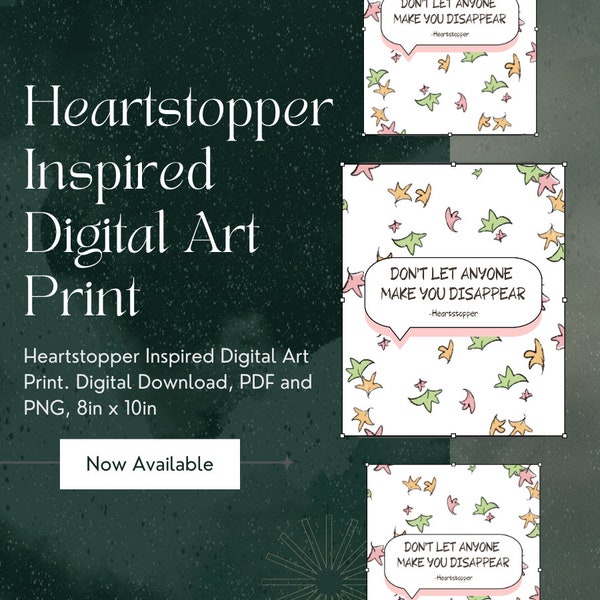 Heartstopper Quote Print | 8in by 10in Digital Print | Printable Art