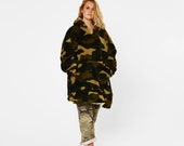 CAMO BLANKET HOODIE Uk. Unisex Camo Oversized Hoodie Blanket Giant Wearable Sherpa Sweatshirt, Khaki. Warm Comfy Hoody Gift For Him, Her.