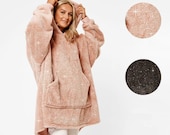 GLITTER BLANKET HOODIE Uk. Womens Teddy Fleece Giant Oversized Wearable Sweatshirt. One Size Warm and Comfy gift.