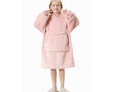 KIDS BLANKET HOODIE Uk. Oversized Reversible Sienna Ultra Plush Sherpa Giant Big Hooded Sweatshirt. Warm, Cosy Comfortable Hoodie.