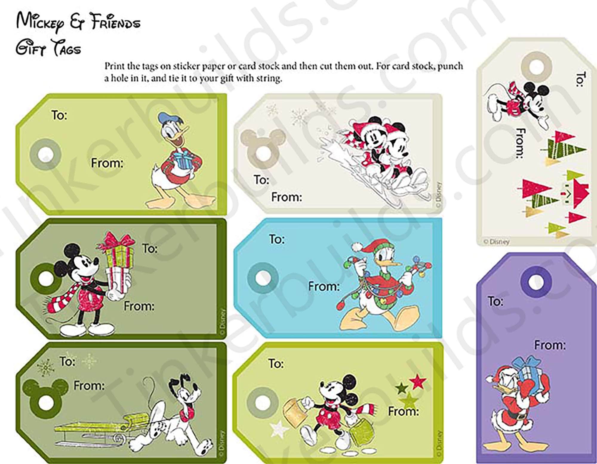 16 mickey & friends gift tags - digital download - etsy uk