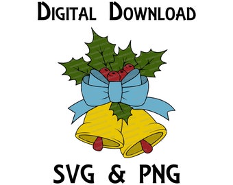 Holly with Bells - SVG & PNG File