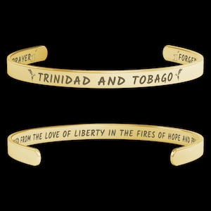 Trinidad and Tobago 18K Gold Plated Cuff Bracelet, Trinidad and Tobago Jewelry, Trinidad Bracelet, Trinidad and Tobago Gift, Trinidad,