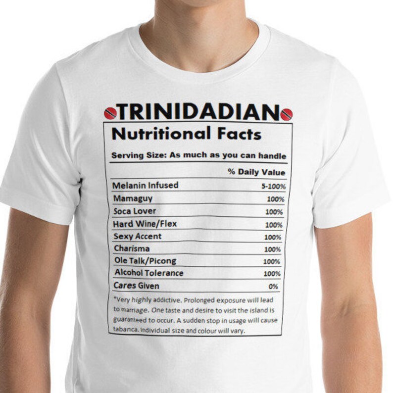 Trinidad and Tobago Shirt Trinidadian Nutritional Shirt | Etsy