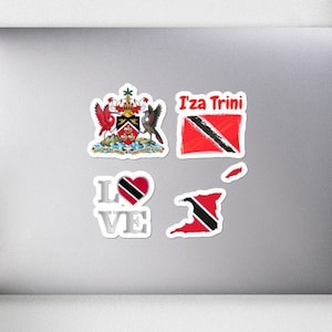 Trinidad and Tobago Stickers x 4, Trinidad Coat of Arms, Trini Stickers, Trinidad and Tobago Flag, Trinidad Stickers,