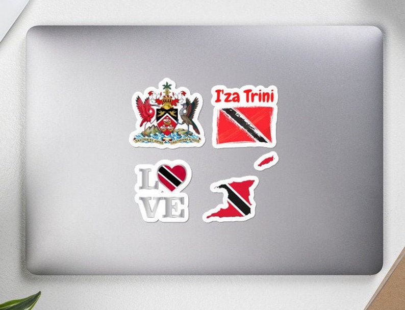 Trinidad and Tobago Stickers X 4, Trinidad Coat of Arms, Trini Stickers