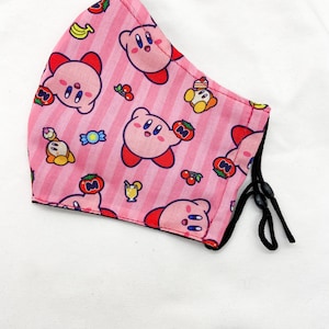 Mascarilla facial Kirby rosa con alambre nasal y bolsillo para filtro