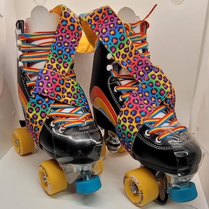 Rainbow Leopard Roller Skate Carrying Leash - padded - Lisa Frank Inspired