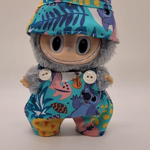 Lilo and Stitch Conjunto de vestido y lazo inspirado en Disney hecho a mano Labubu - Stitch Jumpsuit Muñeca Labubu (no incluida)