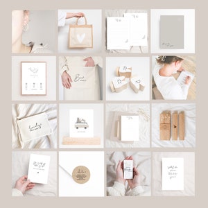 May include: A collage of images showcasing various small items, including tote bags, cards, wooden blocks, and a notebook. The items feature illustrations of a whale, a van, a heart, and a bird. The text "kleinigkeitenliebe" is visible in the top left corner of the image.