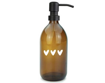 Dispensador de jabón “Corazones” | Vidrio marrón | Vidrio transparente | Dispensador de jabón | Donante | Cocina | Amor por las pequeñas cosas