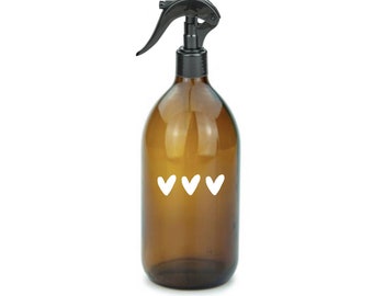 Botella pulverizadora “Corazones” | Vidrio marrón | Vidrio transparente | Dispensador de jabón | Donante | Cocina | limpieza | Artículos de limpieza | Amor por las pequeñas cosas