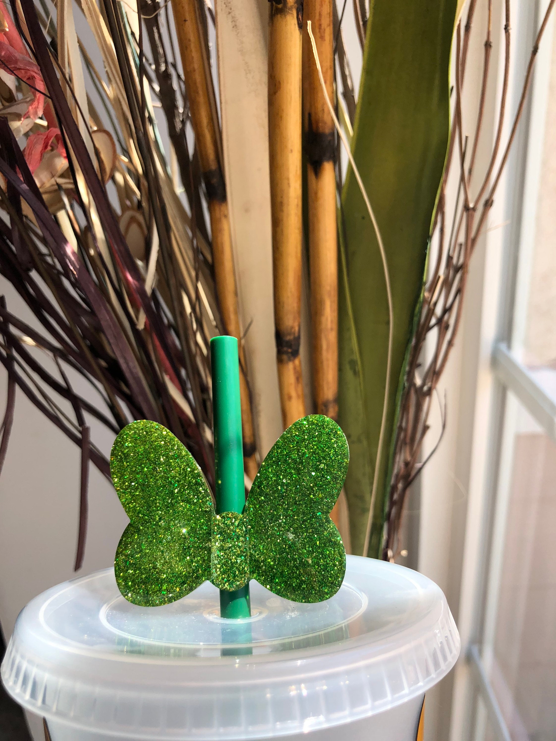 Bow Straw Topper Glitter Straw Toppers Etsy