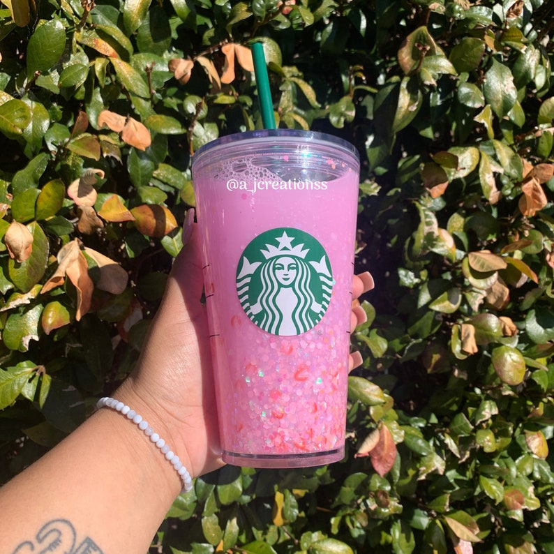 Starbucks Pink Drink, Pink Drink, Starbucks Venti, Snow Globe Etsy