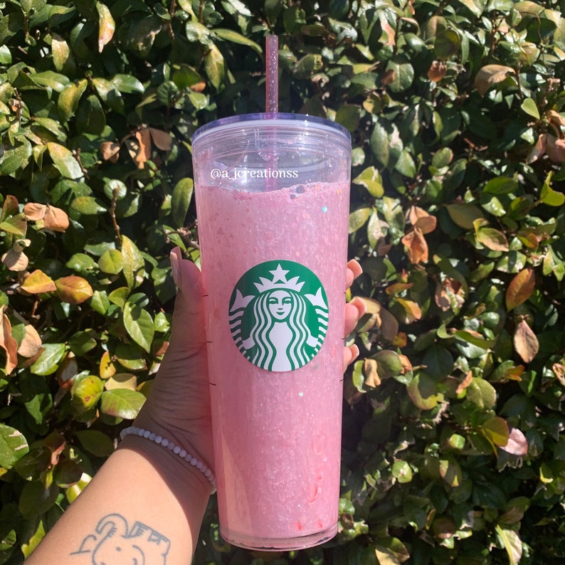 Starbucks Pink Drink, Pink Drink, Starbucks Venti, Snow Globe Etsy