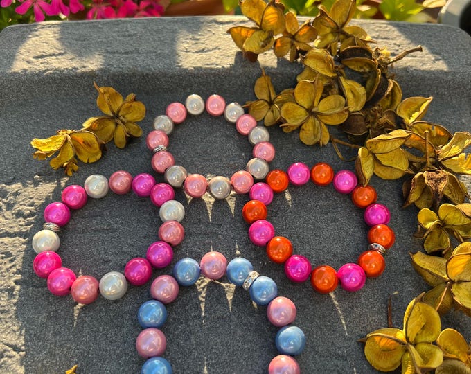Women's Polaris Beaded Bracelet, Miracle Beads 14 mm, colorful, made of beautiful, vibrant 3D beads, eye-catching bracelet, rainbow, colorful