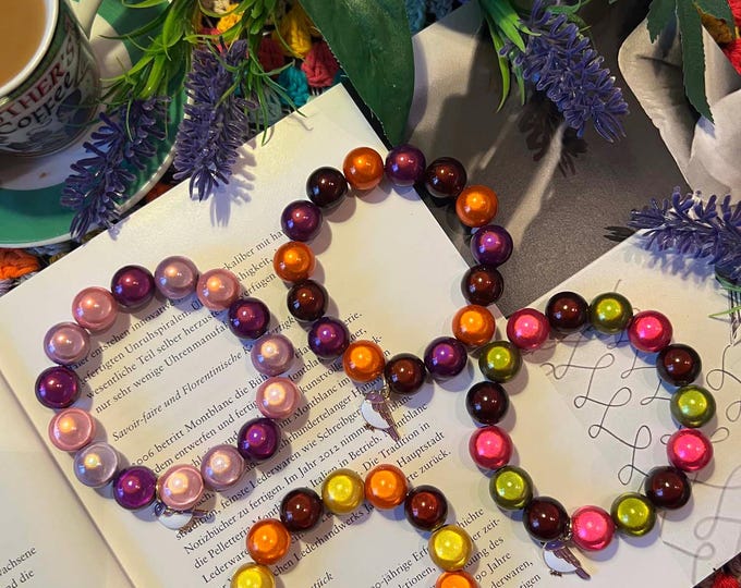 Polaris Beaded Bracelet, Miracle Beads 14 mm colorful winter colors, bright 3D beads, striking bracelet, enamel, colorful