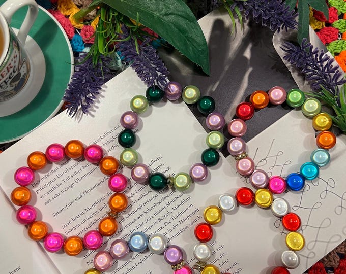 Polaris pearl bracelet, Miracle Beads 14 mm colorful, women's bracelet, 3D beads colorful striking design, rose pendant red green orange purple yellow