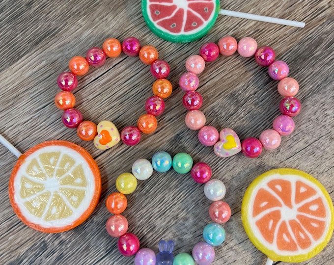 Polaris Pearls Women's Bracelet Rainbow, Miracle Beads 14 mm, colorful beautiful bright 3D pearls Striking, length selection, colorful