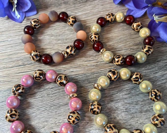 Magic Leopard Polaris Beaded Bracelet, Leolook Miracle Beads 14 mm colorful made of beautifully bright 3D beads, beautiful colors bracelet white rose