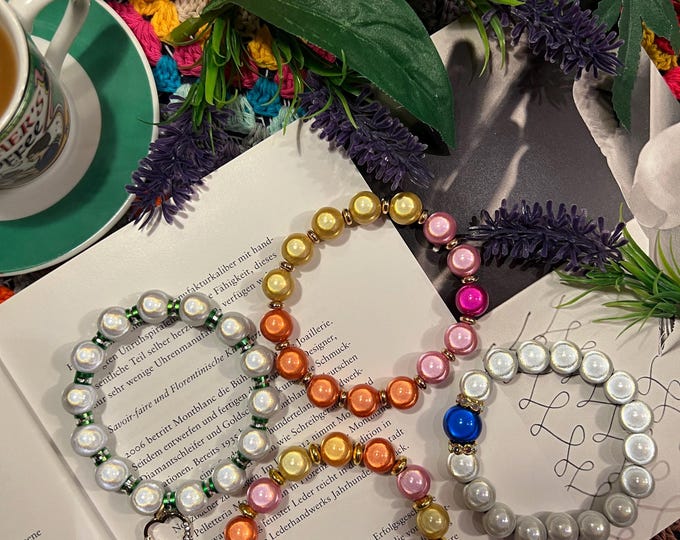 Women's Polaris Pearl Bracelet, Miracle Beads Ø12mm beautiful luminous 3D pearls, striking bracelet, white purple rose color, pendant