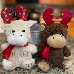 Christmas Moose | Personalized Christmas Moose | Christmas Moose | Stocking Stuffers | Plush Animals | Personalized Moose