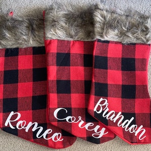 Personalized Christmas Buffalo Plaid Stockings | Christmas Stockings  | Christmas Stockings 2024 | Buffalo Plaid Stockings | Pet Stockings