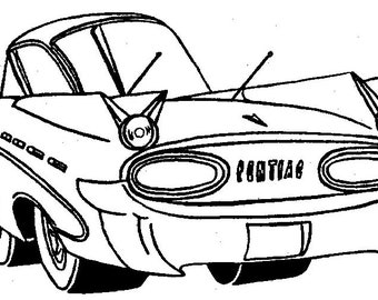 Hand-designed Un-Mounted Rubber stamp '59 Pontiac 1959 scrapbooking supplies unmounted  - E-902 Car Automobile