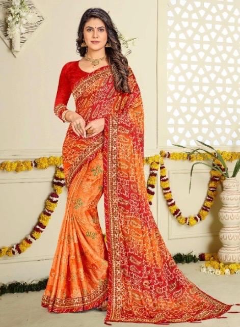 Bandhani Print Saree 3063 - Etsy