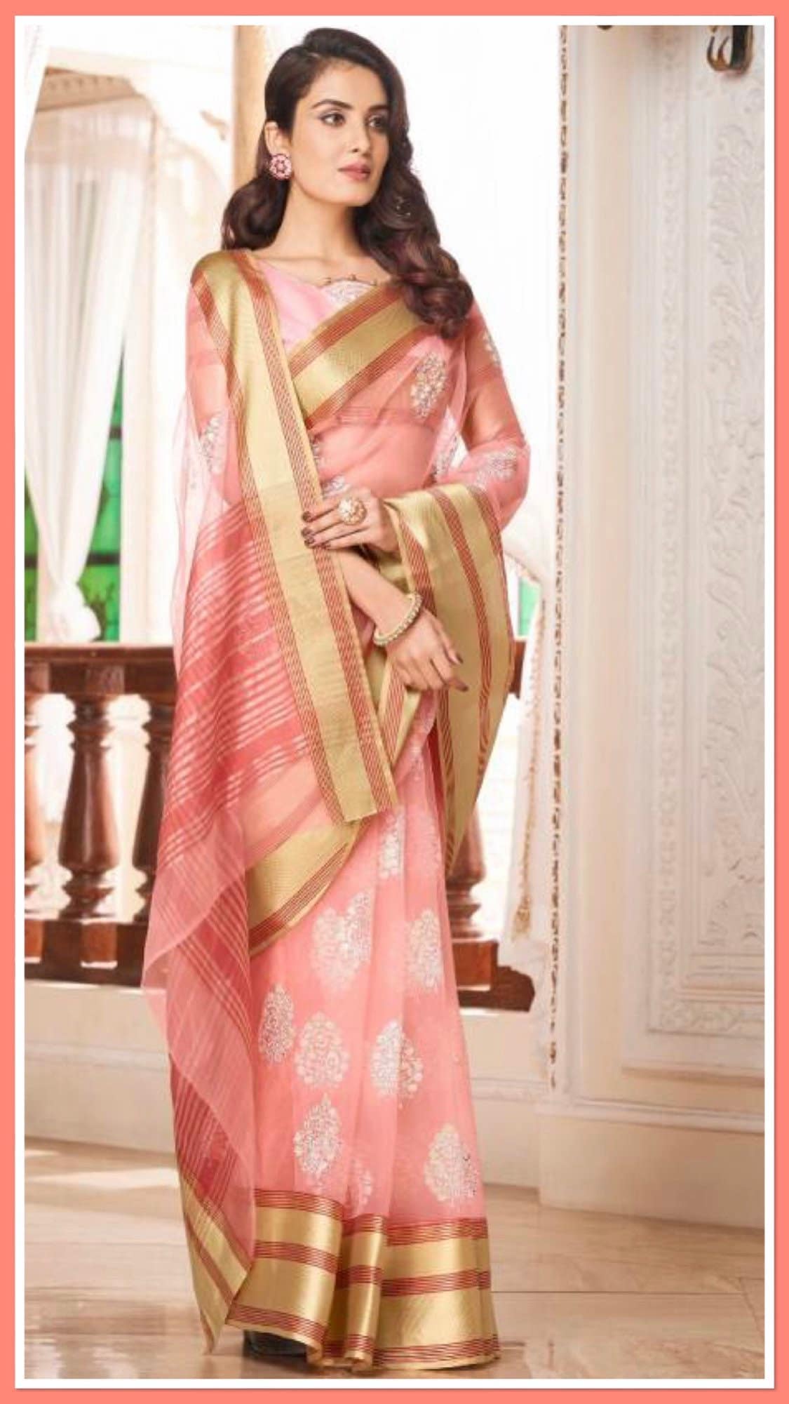 Fancy organza cheap sarees online