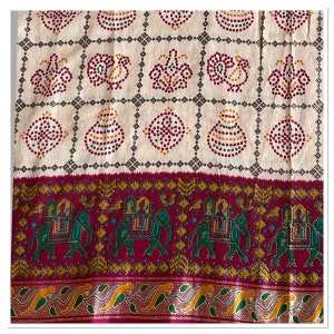 Pretty cotton silk bandhni print saree 1960