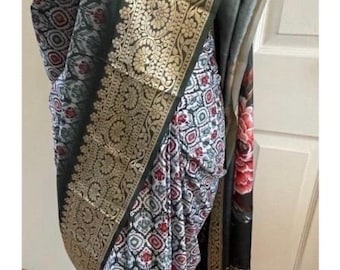 Semi Silk saree with green base 4002