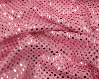 Pink sequins disco dots trans knit confetti 16 colors available sold per yard 44 inches wide