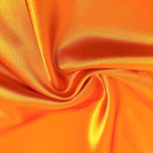 Orange bridal satin fabric silky smooth shinny sold by yard 58 inches wide 37 colors wedding dress gown bridesmaid event decoration curtain