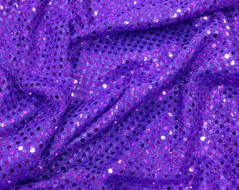 Purple sequins disco dots trans knit confetti 16 colors available sold per yard 44 inches wide