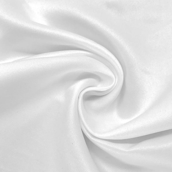 White matte/dull satin fabric Peau de Soie for bridal wedding dresses skirts, available in 6 colors sold by yard, 60 inches wide