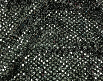 Black and Silver sequins disco dots trans knit confetti 16 colors available sold per yard 44 inches wide