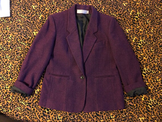 80s Purple Herringbone Boss Lady Blazer - Gem