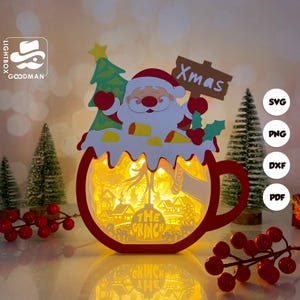 Christmas Hot Cocoa Box Lantern SVG - Christmas Lantern Paper Cut - DIY Paper Lantern - Paper Cutting Template - Christmas Lantern Template