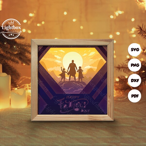 Super Dad Shadow Box Files, Paper Cut Light Box Template Files, Shadow Box Paper Cut, 3D Papercut Light Box SVG File DIY, Cutting Cricut Super Dad Shadow Box Files, Paper Cut Light Box Template Files, Shadow Box Paper Cut, 3D Papercut Light Box SVG File DIY, Cutting Cricut