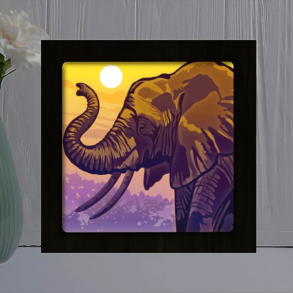 Download Lightbox Template Lightbox Svg Files 20x20cm Buy 1 Get 2 Free Elephant Family Paper Cutting Template 3d Printing Craft Supplies Tools