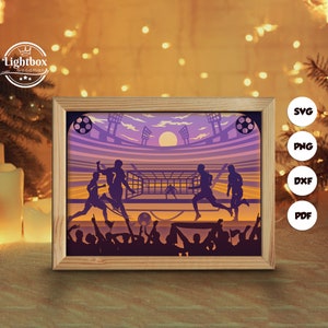 Silhouette de football 3D, modèles Shadow Box, papier découpé, fichiers pour cricut, pour Silhouette, fichiers découpés au laser, art en couches 3D 2