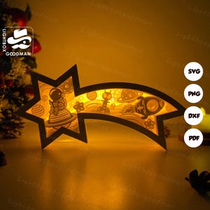 Unicorn Star Lantern SVG - Christmas Lantern Paper Cut - DIY Paper Lantern - Paper Cutting Template - Christmas Lantern Template