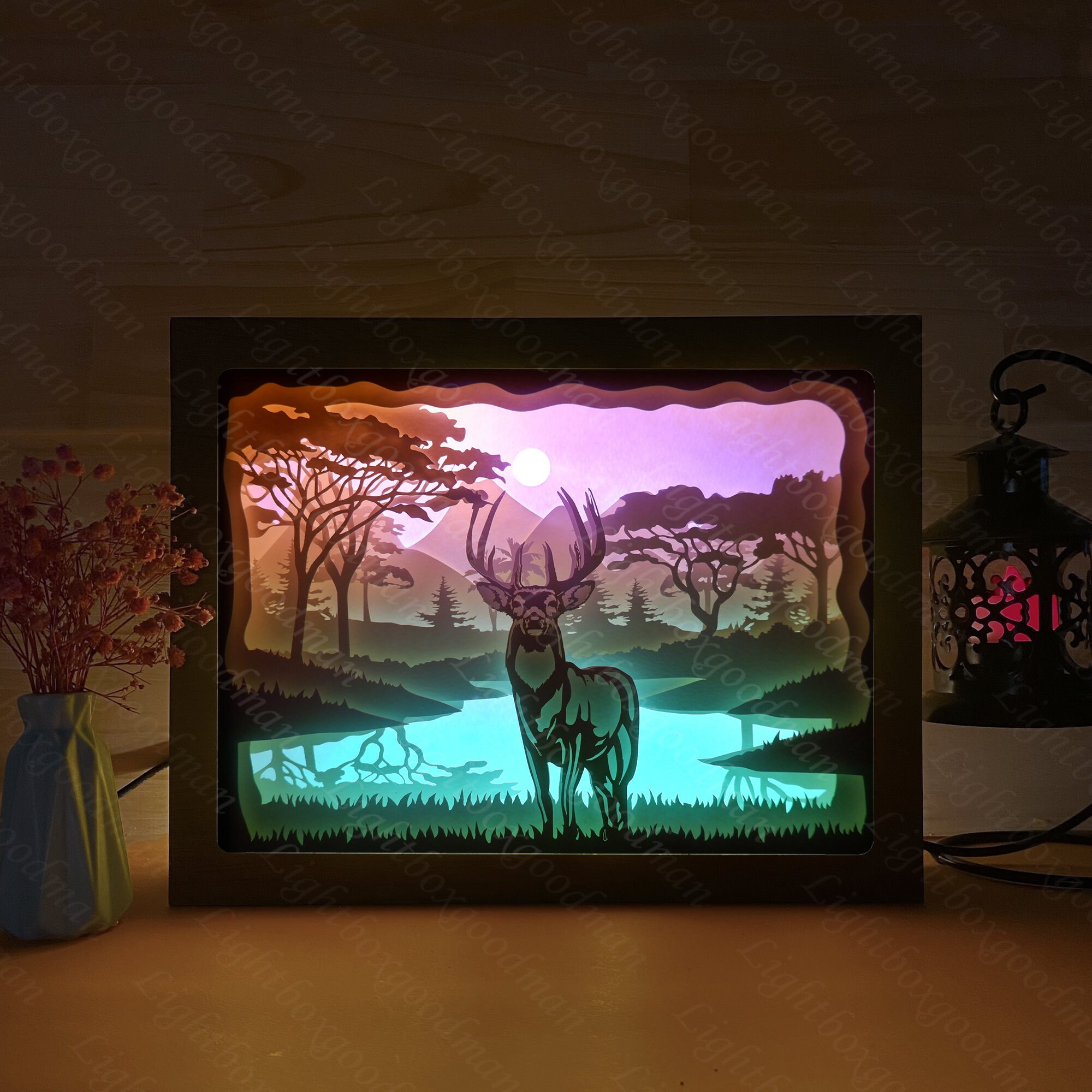 Deer 3 Shadow Box SVG 3D Deer SVG Deer Paper Cut Light Box - Etsy UK