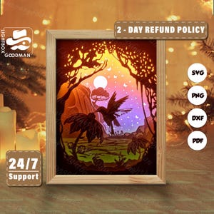 Sylwetka kolibra 3D, Szablony Shadow Box, Cięcie papieru, Pliki do Cricut, do Silhouette, Pliki do cięcia laserowego, Sztuka warstwowa 3D