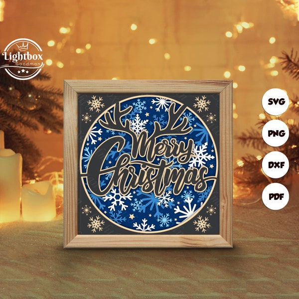 Merry Christmas 23 Shadow Box Files, Paper Cut Light Box Template Files, Shadow Box Paper Cut, 3D Papercut Light Box SVG File DIY