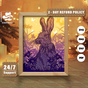 3d Rabbits Silhouette, Shadow Box Templates, Paper Cut, Files for cricut, for Silhouette, Laser Cut Files, 3d Layered Art 2
