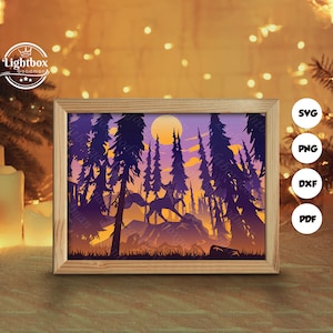 Silhouette di volpe 3D, modelli per shadow box, carta tagliata, file per Cricut, per Silhouette, file tagliati al laser, arte a strati 3D 1