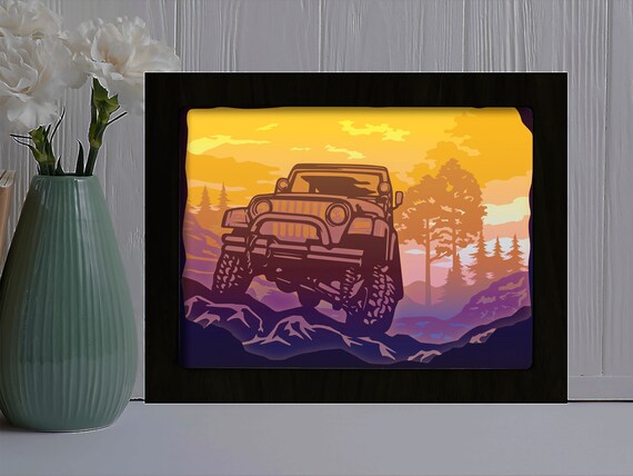 Jeep Paper Cut Light Box Template Shadow Box Svg Shadow Box Etsy